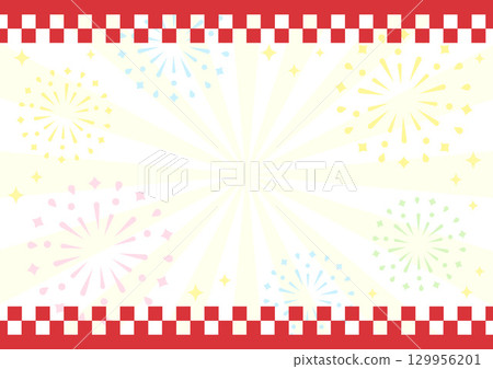 Summer festival background, fireworks and Japanese pattern 02 129956201