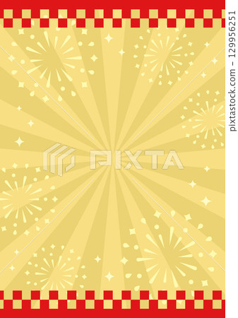 夏季節慶背景、煙火和集中線條 129956251