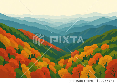 山脈和山脈與秋葉 129956574