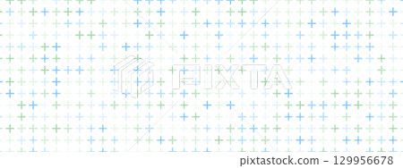Background for a hospital consisting of a pattern of blue and green crosses or plus signs. Medical, science or pharmacy illustration on a white vector backdrop. 129956678