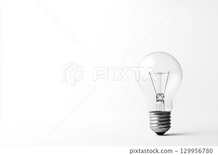 Light bulb on solid white background. Neural network AI generated 129956780