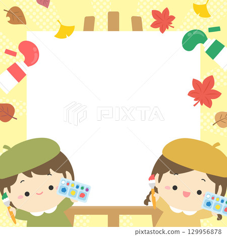 Autumn leaves and children, autumn of art 129956878
