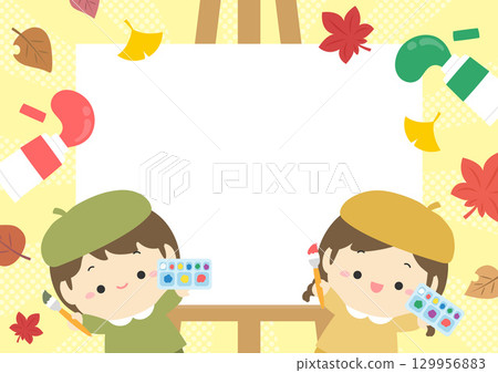 Autumn leaves and children, artistic autumn background 04 129956883