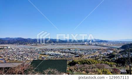 從牧之原公園眺望富士山和島田市 從牧之原公園眺望富士山和島田市 129957113