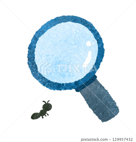 可愛的放大鏡手繪插畫素材 129957432