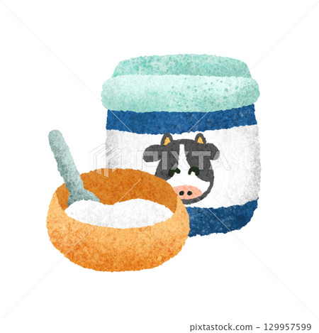 可愛的優格手繪插畫素材 129957599