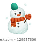 可愛的雪人手繪插畫素材 129957600