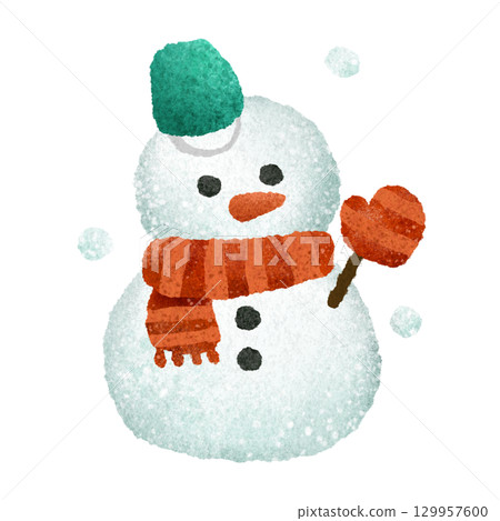 Cute snowman hand-drawn illustration material 129957600