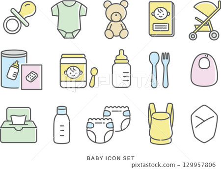Baby goods icon set_color 129957806
