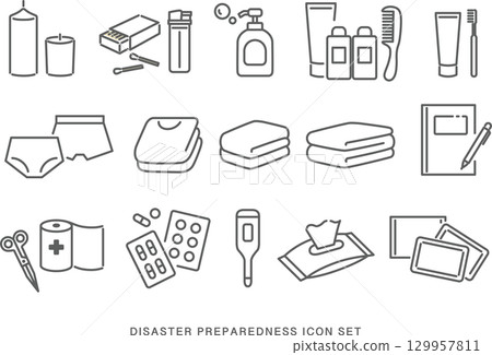 Disaster prevention goods icon set 2 Disaster prevention goods icon set 2 129957811