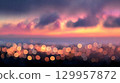 Dreamy sunset sky with bokeh effect. Neural network AI generated 129957872