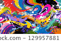 Vivid urban graffiti explosion of colors. Neural network AI generated 129957881