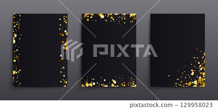 Elegant black background with golden glitter frames 129958023