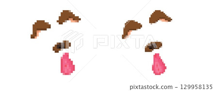 Pixel art faces: unique mosaic expressions for creative design 129958135