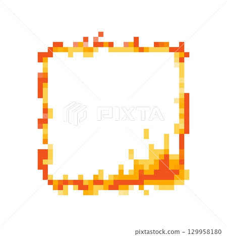 Mosaic style pixelated frame with fiery flame effect in retro game design Mosaic style pixelated frame with fiery flame effect in retro game design 129958180