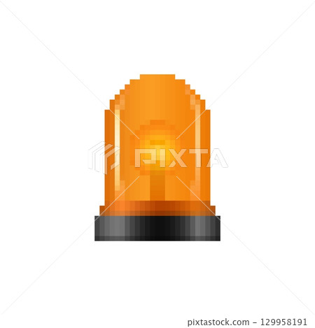Mosaic pixel orange warning light icon with bright and distinct design Mosaic pixel orange warning light icon with bright and distinct design 129958191