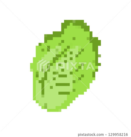 Mosaic pixel lettuce icon featuring retro 8 bit vegetable design for games and apps Mosaic pixel lettuce icon featuring retro 8 bit vegetable design for games and apps 129958216