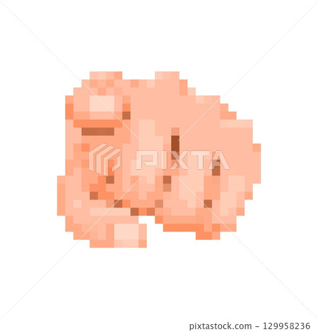 Mosaic pixel art of pointing hand icon with retro 8 bit style for games and decorative use Mosaic pixel art of pointing hand icon with retro 8 bit style for games and decorative use 129958236