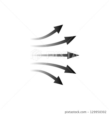 Arrow flow in motion showing diverse air movement and directional dynamics Arrow flow in motion showing diverse air movement and directional dynamics 129958302