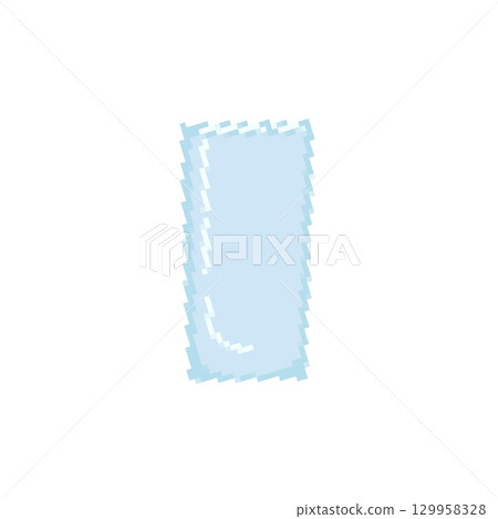 Mosaic pixel glass with light blue color and geometric edges in retro style 129958328