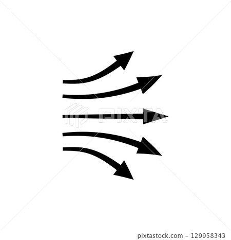 Arrow symbols showing horizontal flow indicating direction and motion 129958343