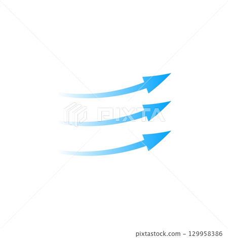 Arrow flow direction insight with dynamic curved lines in aerodynamic blue design 129958386