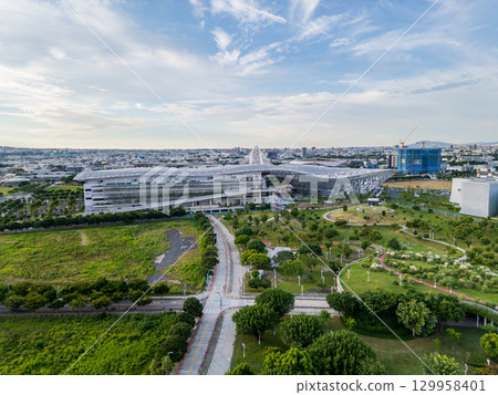 Aerial view of Taichung International Convention and Exhibition Center, Taichung City, Taiwan 129958401