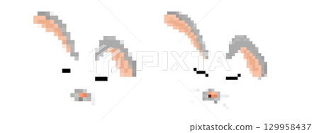 Retro pixel mosaic of bunny ears for game design 129958437