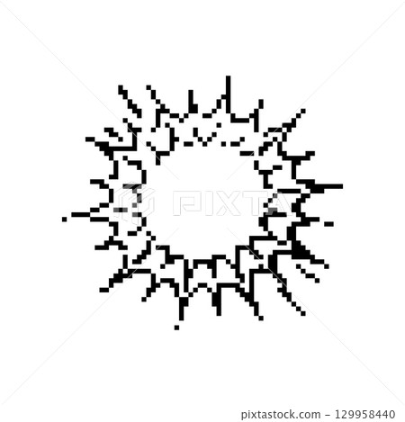 Pixel explosion icon in retro mosaic style for games, effects, or dramatic visual elements 129958440