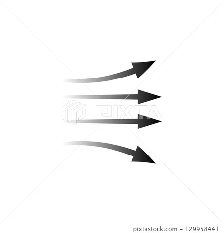 Arrow flow motion three black arrows showing direction and movement in a dynamic style 129958441