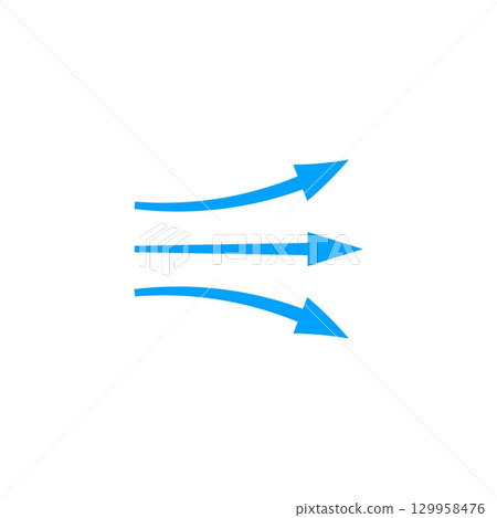 Arrow motion displaying flow and direction in dynamic blue curved and straight pattern Arrow motion displaying flow and direction in dynamic blue curved and straight pattern 129958476