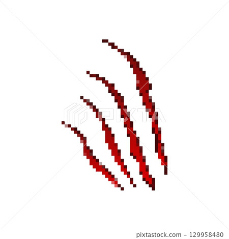 Mosaic pixel art claw scratches representing danger or predatory animal presence Mosaic pixel art claw scratches representing danger or predatory animal presence 129958480