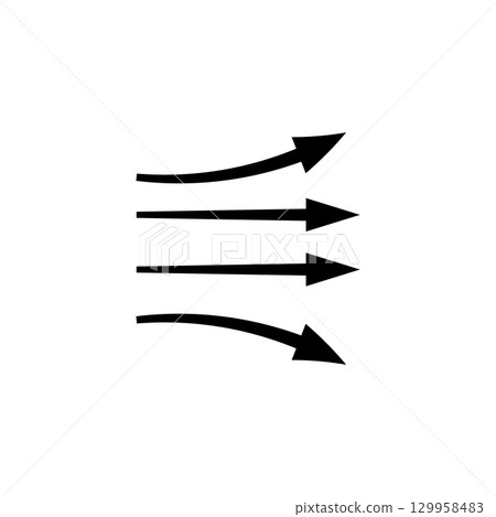 Arrows indicating motion and direction with multiple secure pathway lines 129958483