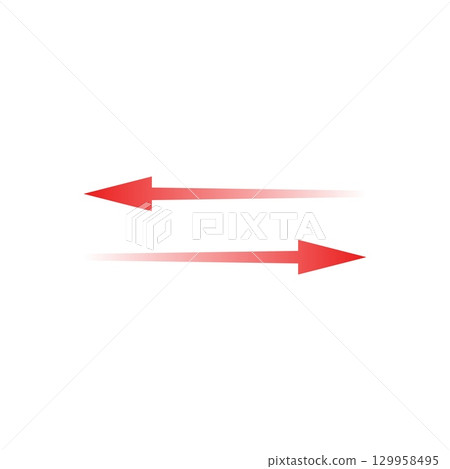 Arrow pair displaying opposing flow directions in bold red gradient style Arrow pair displaying opposing flow directions in bold red gradient style 129958495