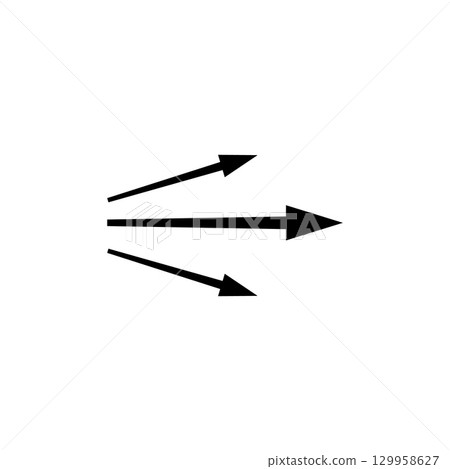 Arrow symbols representing movement and direction in various straight configurations 129958627