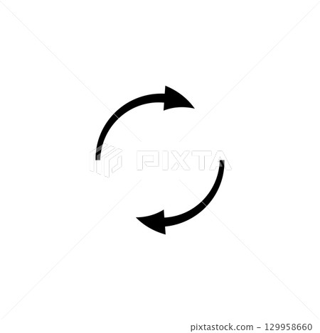 Arrow circle conveying flow and direction with rotating curved motion symbols 129958660