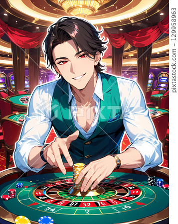 A man at a gambling den who doesn't seem like an ordinary person 129958963