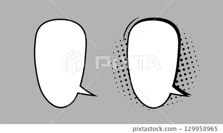 A set of elongated speech bubbles or elements of cartoon design, comics, highlighted on a gray background. 129958965