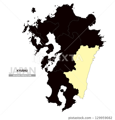 日本九州宮崎縣地圖(含縣界 03) 日本九州宮崎縣地圖(含縣界 03) 129959082