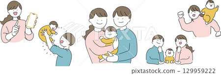 一組抱著嬰兒的父母 一組抱著嬰兒的父母 129959222