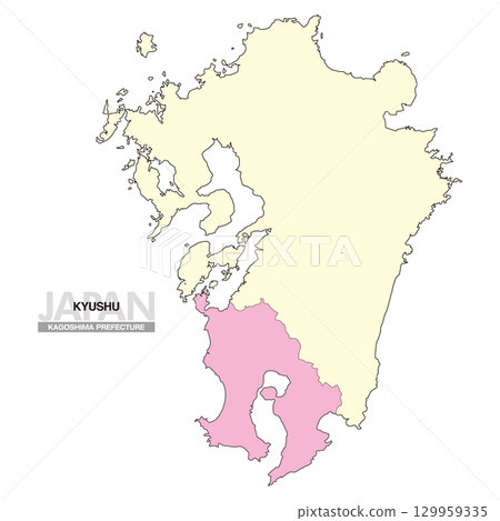 日本九州鹿兒島縣地圖無縣界 02 日本九州鹿兒島縣地圖無縣界 02 129959335
