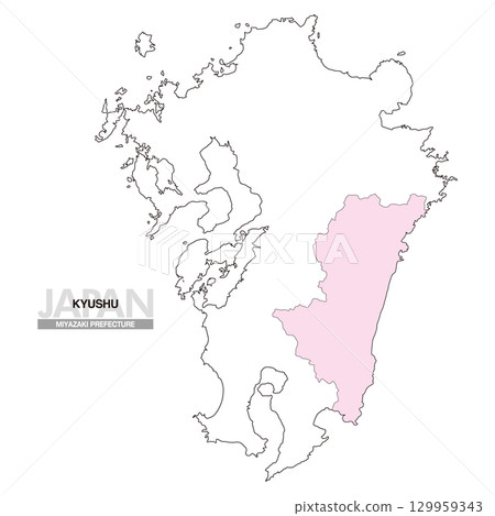 日本九州宮崎縣地圖無縣界01 129959343