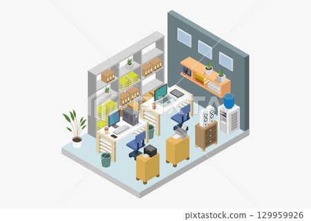 Isometric office room 129959926