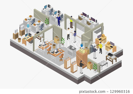 Isometric office room 129960316