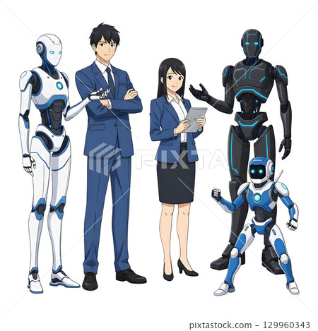 Set of Business man character design. Cartoon illustration. 129960343