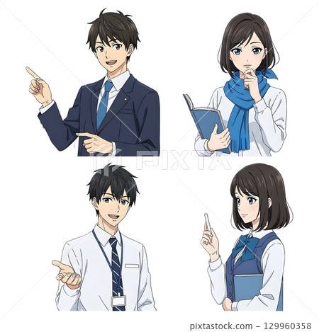 Set of Business man character design. Cartoon illustration. 129960358