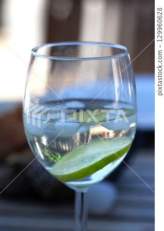 Close-up of a glass of refreshment 129960628