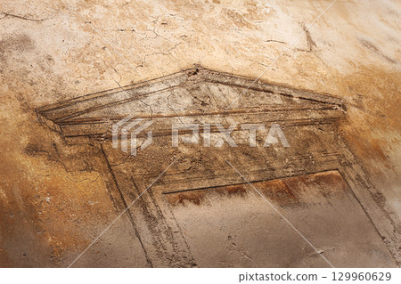 Drawing of a remnant of an ancient ruin Drawing of a remnant of an ancient ruin 129960629