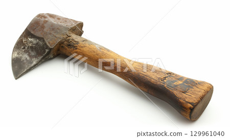 Rusty axe on white background. 129961040