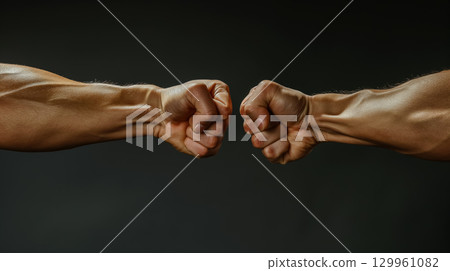 Two fists in a gesture of solidarity or conflict. Two fists in a gesture of solidarity or conflict. 129961082